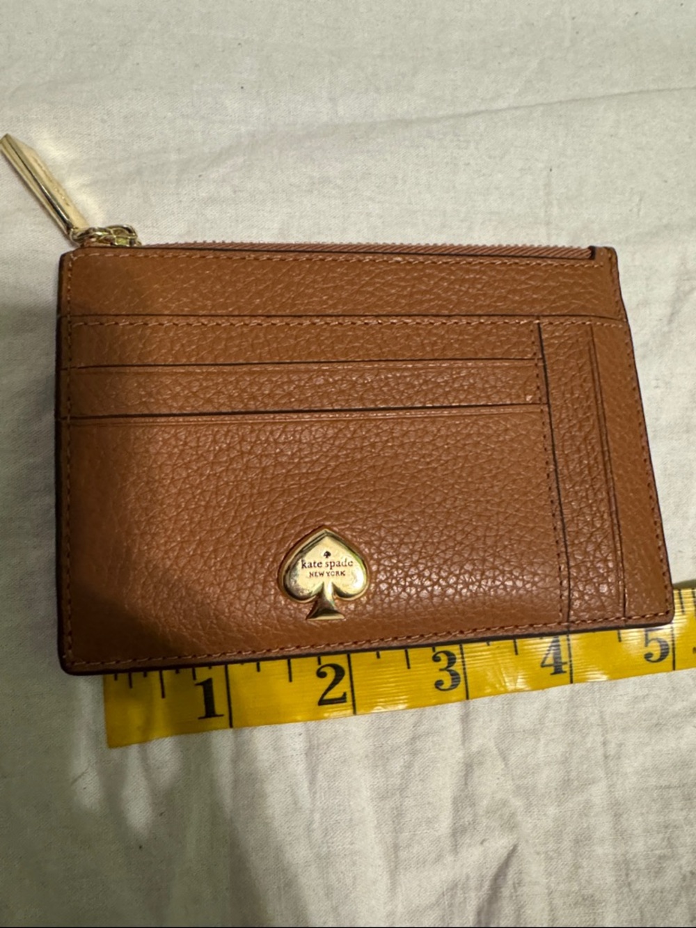 kate spade Brown Zipped Coin Pouch with Gold Hardware
